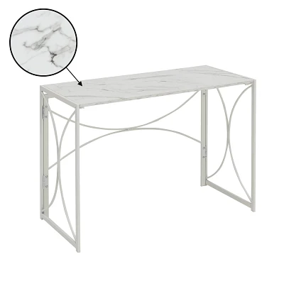 Breighton Home VersaFlex Folding Desk White Faux Marble/White