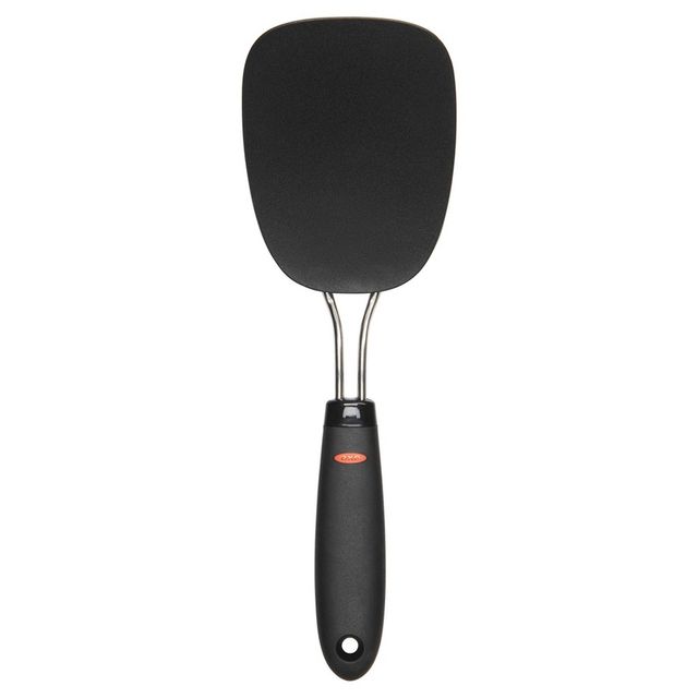 OXO Large Nylon Flexible Turner Black: Soft-Grip Handle, Dishwasher-Safe Cooking Spatula, 12.7 Length