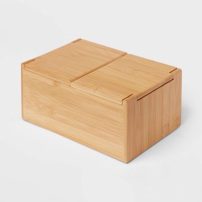 6 x 9 x 4 Rectangular Hinge Lid Bamboo Countertop Organizer - Brightroom