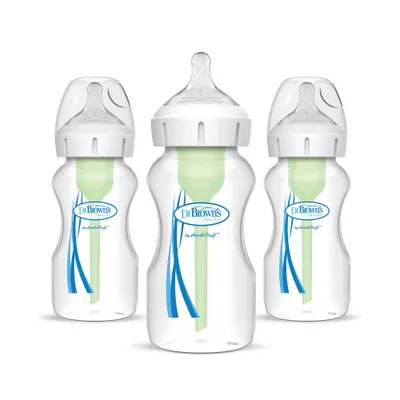 Dr. Browns 9oz Anti-Colic Options+ Wide-Neck Baby Bottle with Level 1 Slow Flow Nipple - 3pk - 0m+