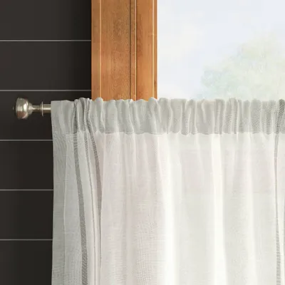 2pk 42x36 Light Filtering Stripe Border Curtain Tiers Cream/Gray - Threshold