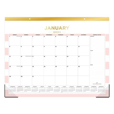2023 Monthly Desk Pad Calendar 22x17 Rugby Stripe Blush - Day Designer