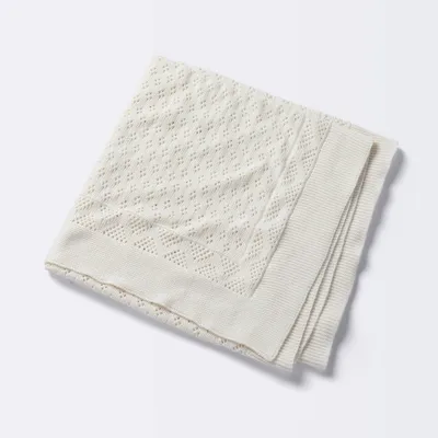 Seed Stitch Pointelle Baby Blanket - Cream - Cloud Island