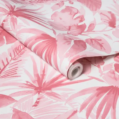 Tropical Leaves Peel & Stick Wallpaper Pink - Opalhouse