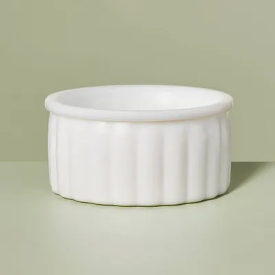 Ribbed Milk Glass Bathroom Trinket Dish White - Hearth & Hand with Magnolia