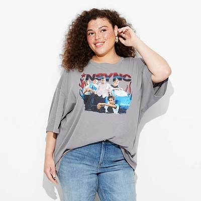 Womens NSYNC Oversized Short Sleeve Graphic T-Shirt