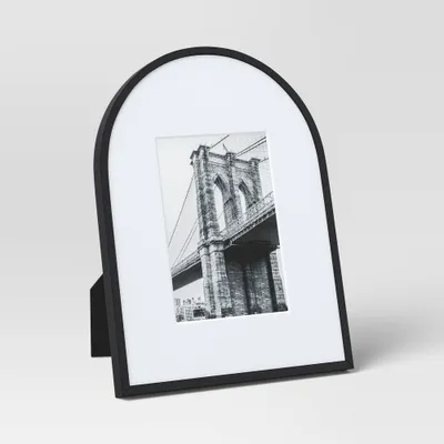 9x12 Matted to 5x7 Aluminum Arch Table Frame Black - Threshold: Modern Half Moon Picture Display, Easel Back