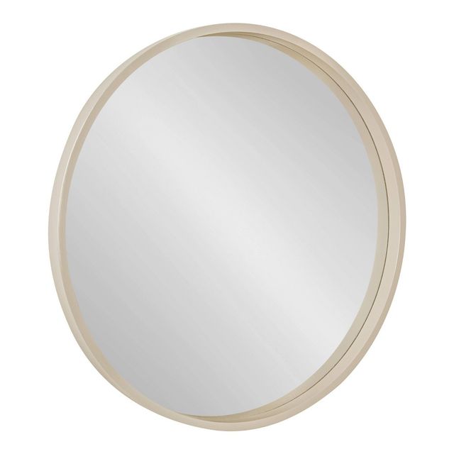 25.6 Travis Round Wall Mirror Natural - Kate & Laurel All Things Decor: Elegant Wood Frame, Wall-Mounted