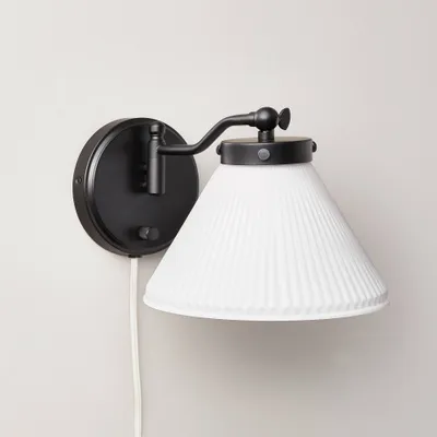 Reeded Milk Glass Wall Sconce - Hearth & Hand with Magnolia: Cone