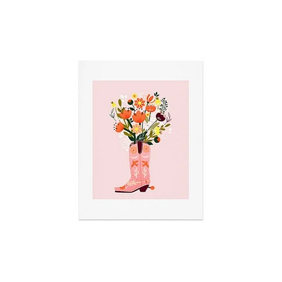 Deny Designs 11x14 Showmemars Pink Cowboy Boot and Wild Flowers Unframed Art Print