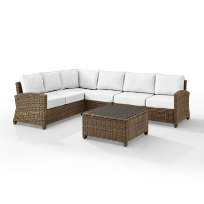 Bradenton 5pc Outdoor Sectional Set with Loveseat, Center Chair, Corner Chair & Coffee Table -  - Crosley