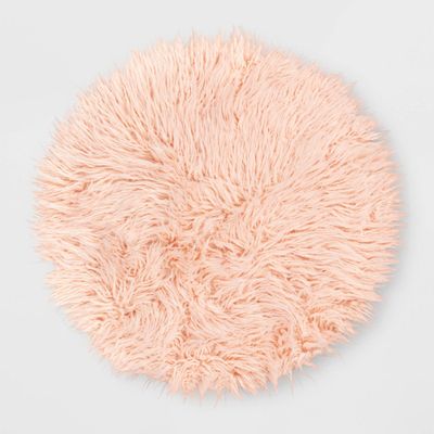 3 Faux Fur Round Kids Rug Pink - Pillowfort