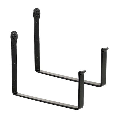 Set of 2 Wrought Iron Wall Mounted Flower Box Brackets Black Powder Coated Finish - Achla Designs