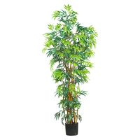 Nearly Natural 6 Curved Bamboo Silk Tree: Indoor Faux Plant with Pot, No Assembly Required