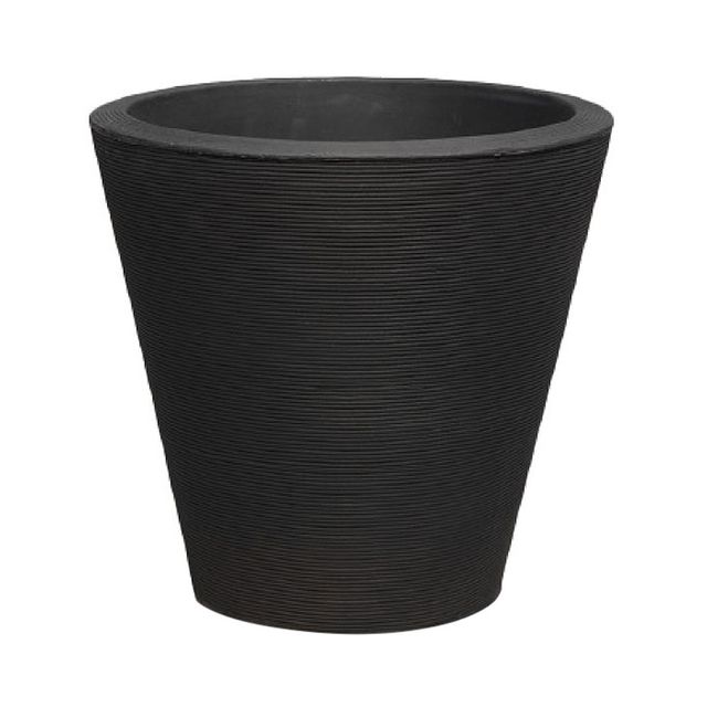 Crescent Garden 14 Wide Madison Plastic Planter Pots Black: Durable Freestanding Garden Container with Drainage Holes