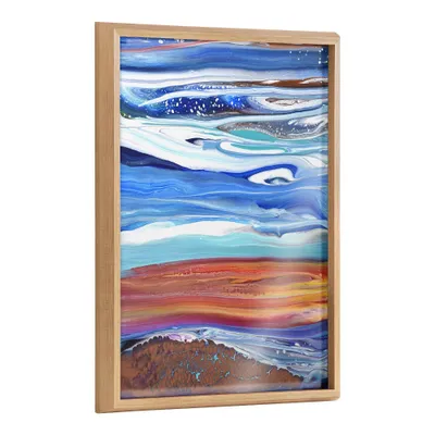 18 x 24 Blake Coastal Currents Framed Printed Art by Xizhou Xie Natural: Kate & Laurel Decor, Vertical Acrylic Landscape