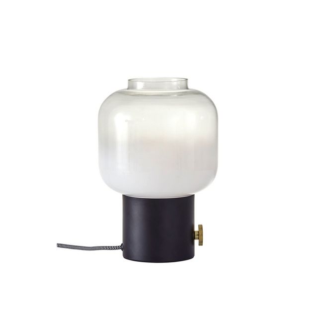 12 Lewis Table Lamp Matte Black - Adesso: Glass Shade, ETL Listed, Bedroom & Living Room