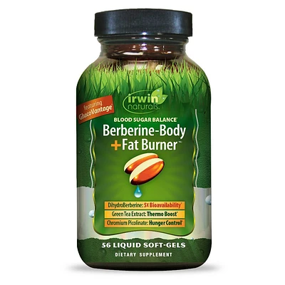 Irwin Naturals Blood Sugar Balance Berberine + Fat Burner Dietary Supplements Softgels - 56ct