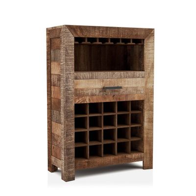 Audrey Rustic Mango Wood Wine Cabinet Natural - Furniture Of America