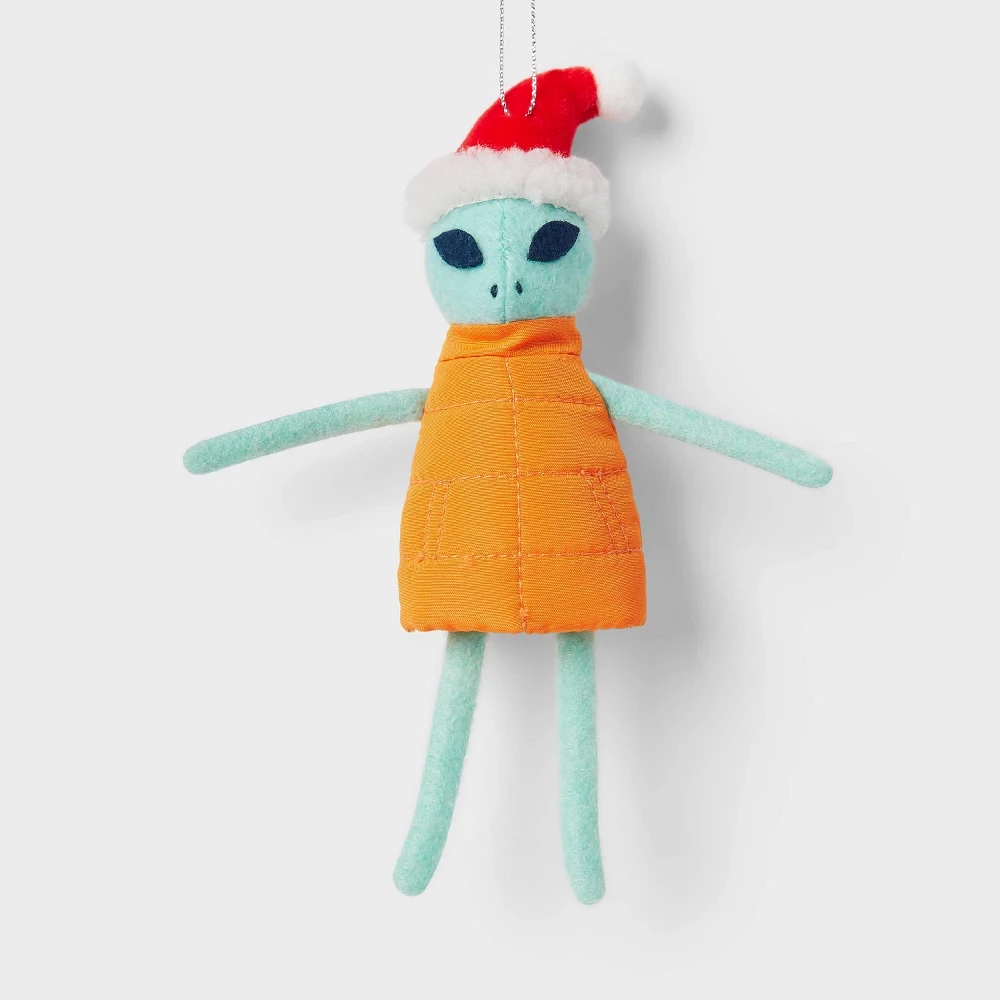 Fabric Alien with Orange Vest Christmas Tree Ornament - Wondershop