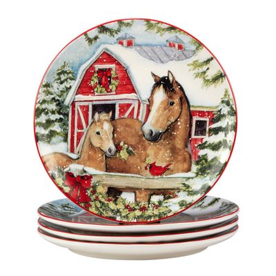 11 Earthenware Homestead Christmas Dinner Plates - Certified International