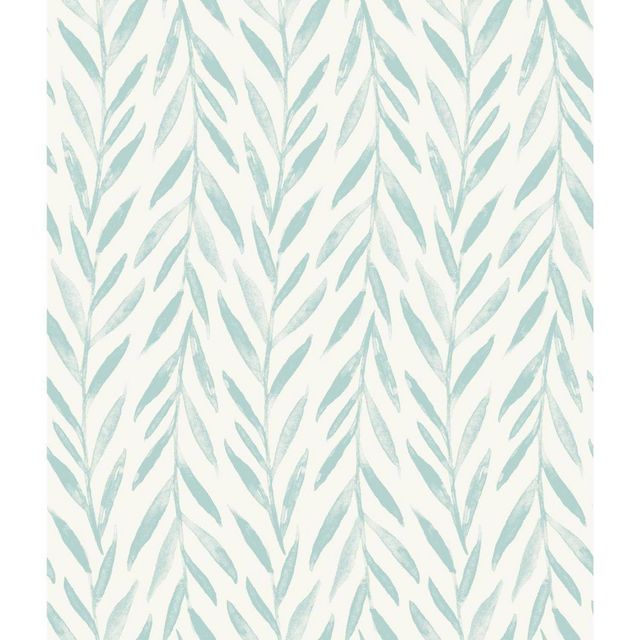 RoomMates Willow Magnolia Home Wallpaper Blue: Self-Adhesive, Peelable, Botanical Leaf Pattern, Repositionable Wall Covering