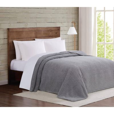 Twin XL Marshmallow Faux Shearling Bed Blanket Gray - Brooklyn Loom