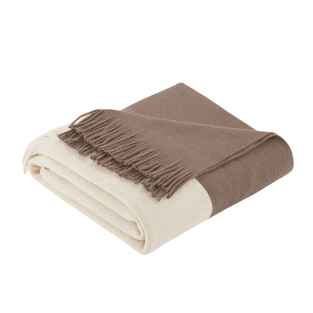 60x50 Color Block Faux Cashmere Throw Blanket  - Ink+Ivy: Luxury Glam Style, Fringe Detail, Hand Wash