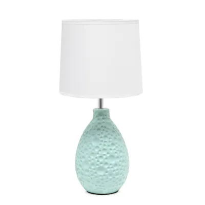 Simple Designs Textured Stucco Ceramic Oval Table Lamp : Modern Bedside Lighting, ETL Listed, No Assembly Required