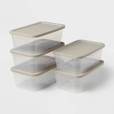 6qt Storage Boxes 5pk Gray - Brightroom