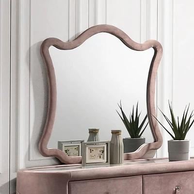 Acme Furniture Salonia Dresser Mirror Pink Velvet