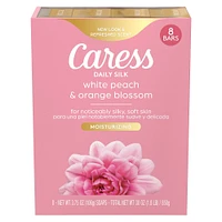 Caress Daily Silk White Peach & Orange Blossom Scent Bar Soap - 8pk - 3.75oz each