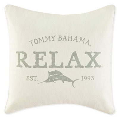 18x18 Square Decorative Throw Pillow Gray - Tommy Bahama: Cotton Canvas, Zipper Closure, OEKO-TEX Certified