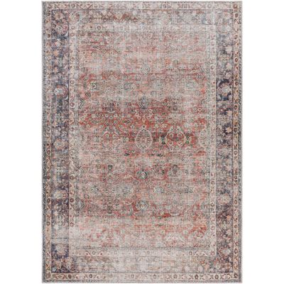 Livabliss 53x7 Kemer Traditional Machine Washable Rug Rust: 5x7 Pet Friendly Flatweave Indoor Rug