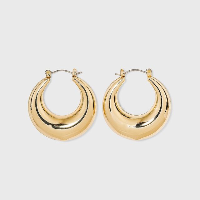 Thick Metal Hoop Earrings - A New Day Gold