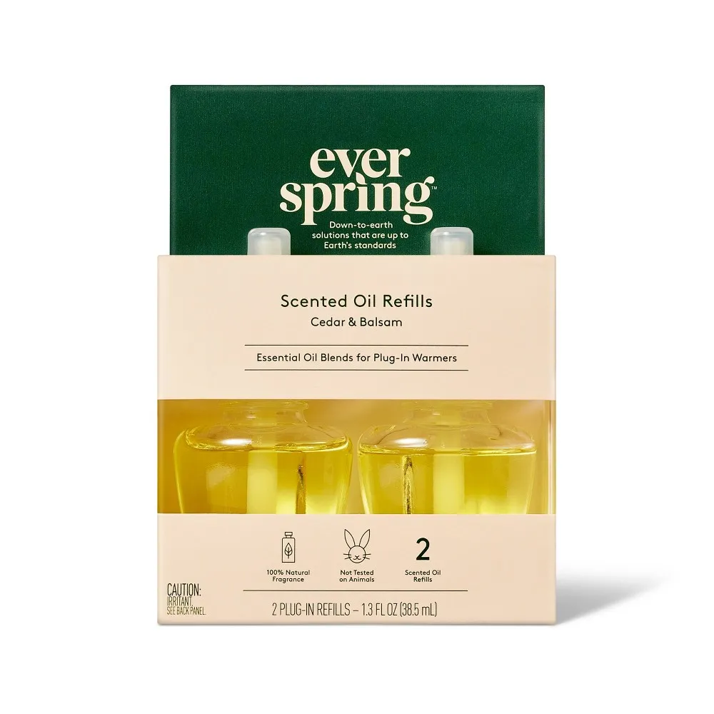 Scented Oil Refill Air Freshener - Cedar & Balsam - 1.3 fl oz/2pk - Everspring