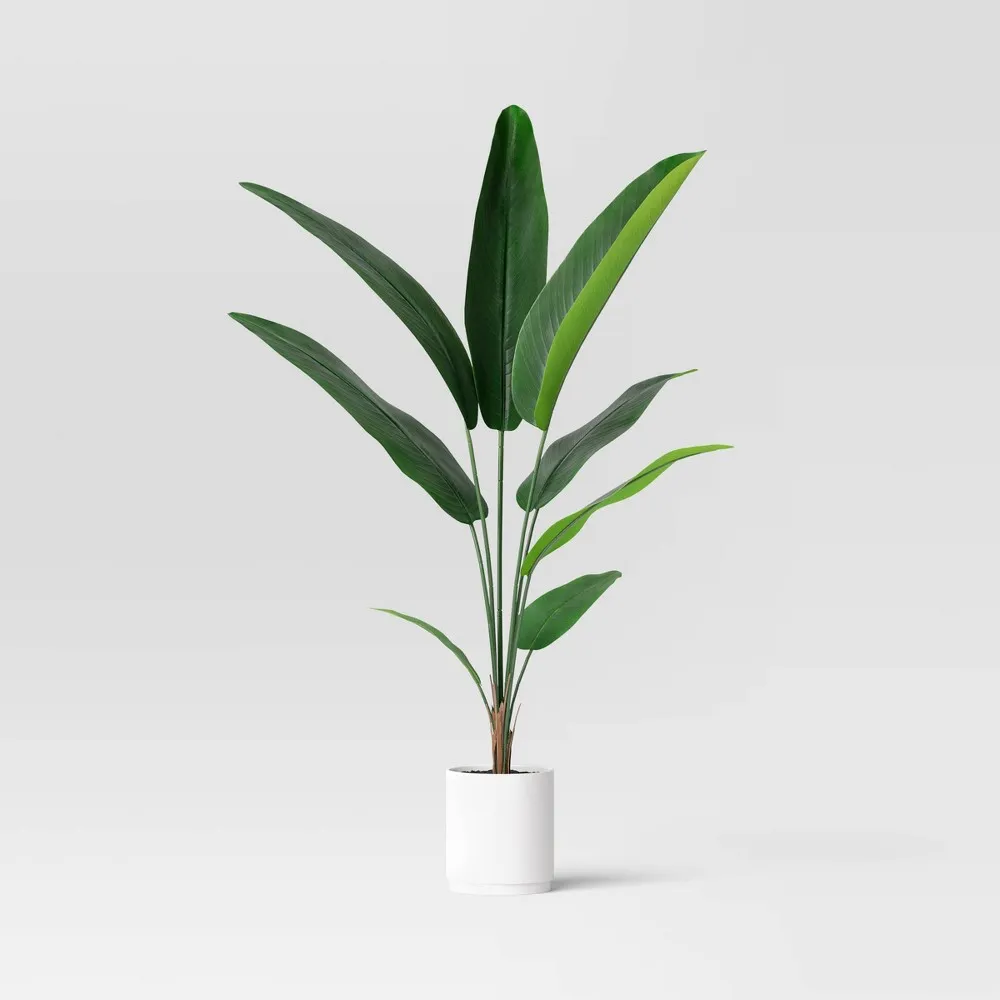 Artificial Banana Leaf Tree - Threshold: Indoor Faux Tree with Pot, No Assembly Required