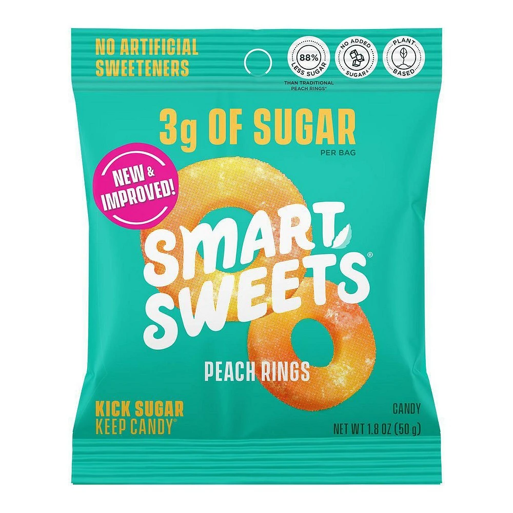 SmartSweets Peach Rings Sour Gummy Candy - 1.8oz