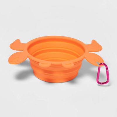 Crab Collapsible Dog Bowl with Carabiner - Pink - Sun Squad