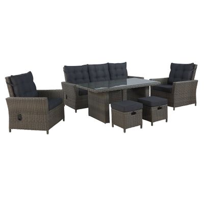 Asti 6pc Wicker Outdoor Seating Set - Gray - Alaterre Furniture: Weather-Resistant Patio Lounge Set with Sofa, Chairs & Table