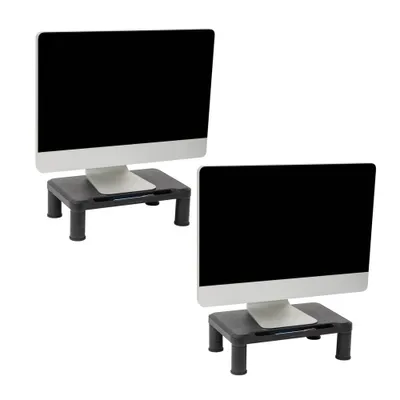 Mind Reader Monitor Stand, Height Adjustable, Laptop, Computer, Riser, Office, Set of 2, Black: Small Monitor Stand