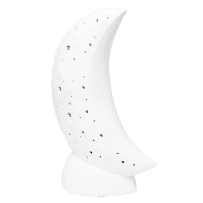 Porcelain Moon Shaped Table Lamp White - Simple Designs: Ceramic, ETL Listed, No Assembly Required