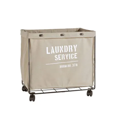 Danya B. Army Canvas Laundry Hamper on Wheels