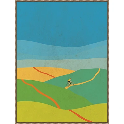 Amanti Art 32x42 Evening Hill Climb by Jon Downer: Modern Abstract Landscape, Bronze Frame