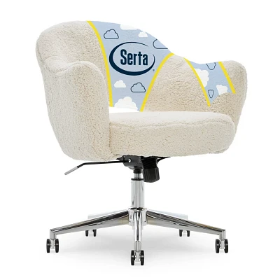 Serta Style Valetta Home Office Chair Faux Shearling Wool : Memory Foam, Adjustable, Metal Base with Casters