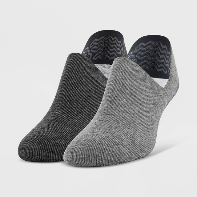 Peds Womens 2pk Cozy Slipper Liner Socks - Charcoal/Heather Gray 5-10