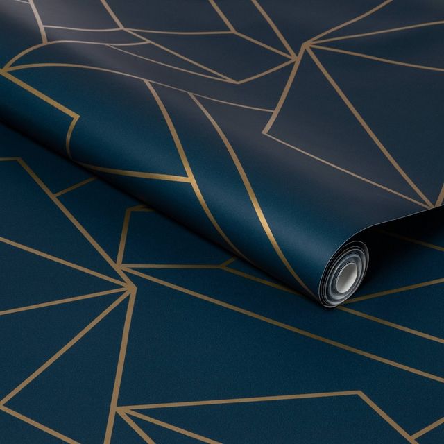 Facet Geometric Peel & Stick Wallpaper Navy/Gold - Project 62