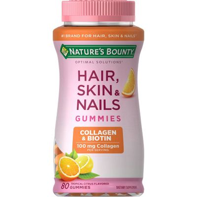 Natures Bounty Optimal Solutions Hair, Skin & Nail Gummies with Biotin & Collagen - Orange - 80ct