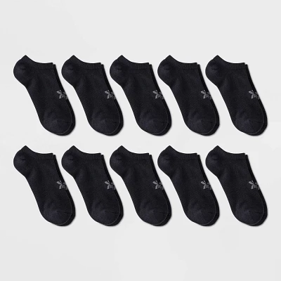 Women Cuhioned Active 10pk Athletic No Show Sock - All In Motion Black 4-10