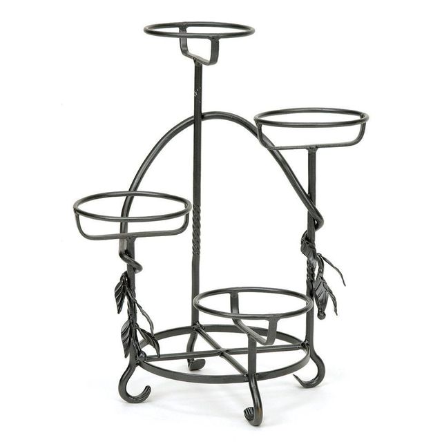 18 Cascading Iron Plant Stand for 4 Planters Graphite - ACHLA Designs